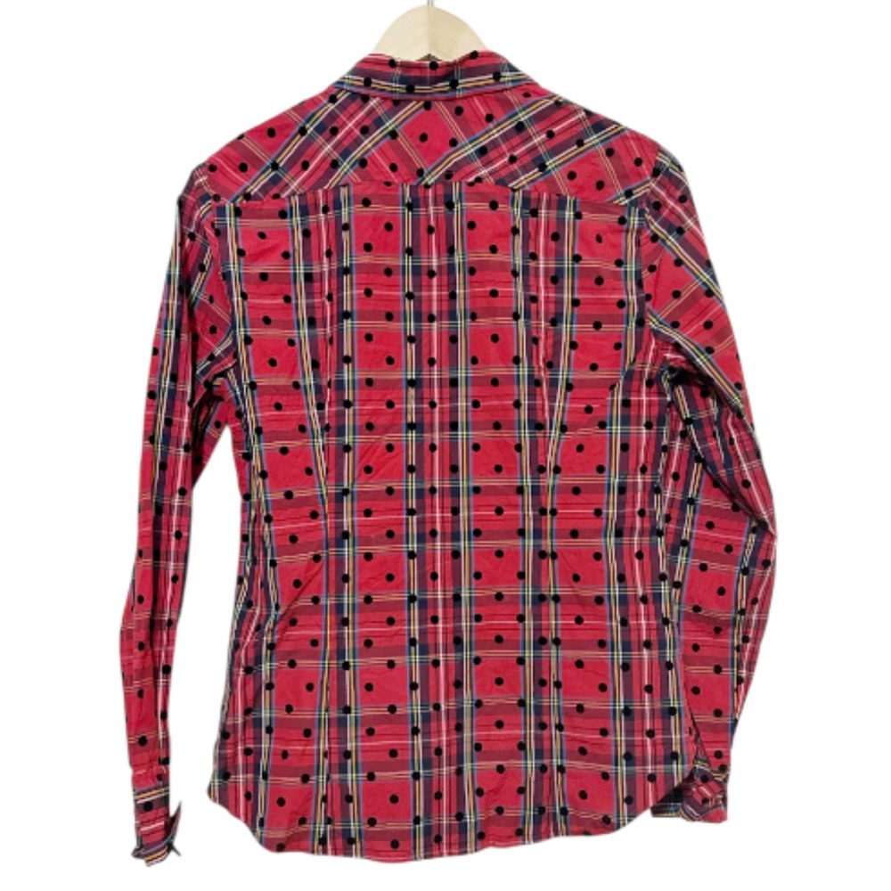 J.Crew Slim Perfect Shirt Red Stewart
Tartan Plaid Velvet Polka Dot Size 8 - Picture 3 of 6
